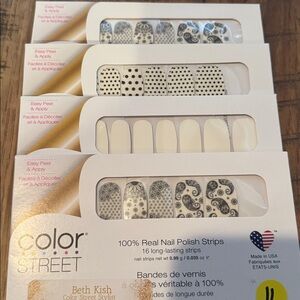 Color Street Bundle 4 flower white and polka dot Nail Sets